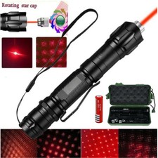 660NM Red Laser Pointer Pen 100miles Beam Torch 5 Heads USB Rechargable Battery