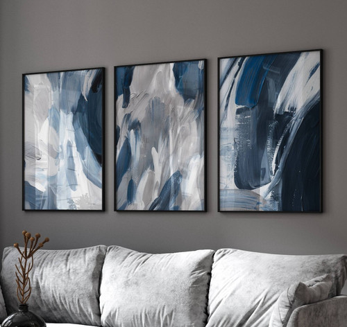 Navy blue abstract wall art - blue,