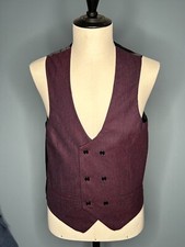Burgundy Lambswool Scoop Double Breasted Waistcoat
