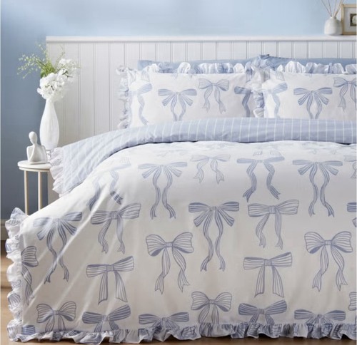 New blue white bow print - blue,