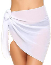 ACCESSORIZE SHORT SARONG. WHITE ONE SIZE. POLYESTER. BEACH SARONG /WRAP/COVER UP
