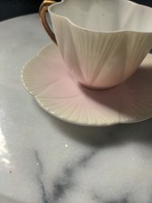 Shelley Dainty Cup And Saucer Pink White  Gilt Handle Rd 272101 C1920s England