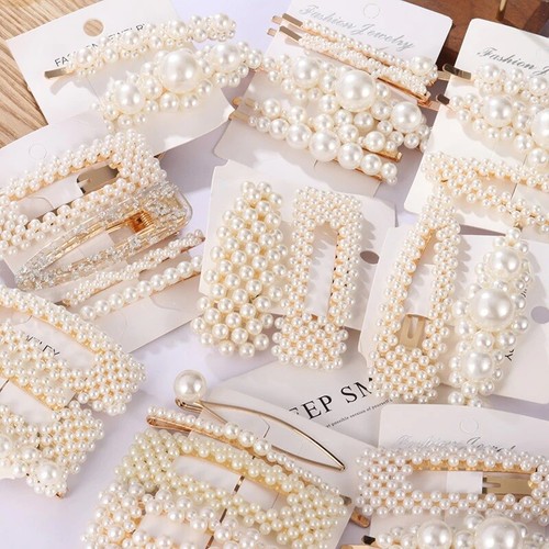 Large pearl hair clips slide - pearl,