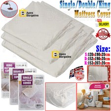 Single Double King Bed Mattress Fitted Cover Protector PVC Plastic Waterproof UK
