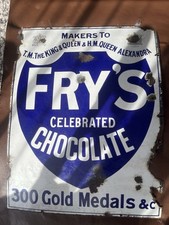 Enamel Advertising Sign Vintage Fry's Chocolate  King And Queen & H.M. Alexandra