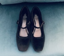 Next Ladies Size 5 Velvet Feel Black Comfort Fit, Wide Fit Shoes, BNWT