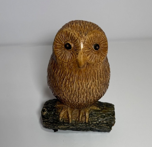 Pottery owl modelled perched - modelled,