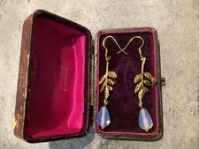 GOLD PLATED MOONSTONE LEAF EARRINGS