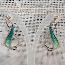 Ortak 925 Silver & Green/Turquoise Enamel Archibald Knox Earrings