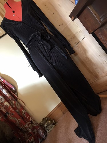 Black silky monsoon jumpsuit - black,