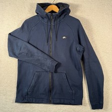 Nike Hoodie Navy Blue Size M Full Zip Sweatshirt Cotton Blend Fleece Lined