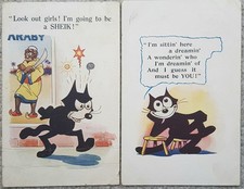 Film Cartoon Comic Felix The Cat x2 used PCs 1920s WATFORD/RADLETT pmks