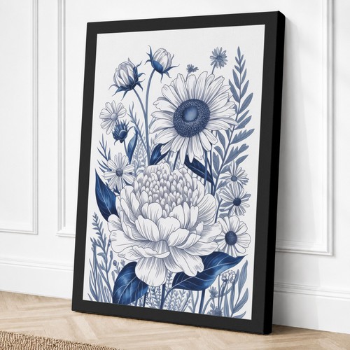 Blue study botanical canvas - botanical,