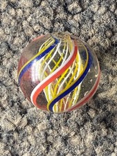 Antique German Marble gold and white latticino 16mm WET MINT