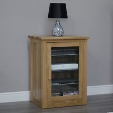Small HI-fi Cabinet Glass Door & Shelves Solid Wood Living Furniture - Arden Oak