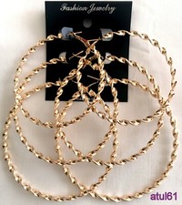 Hoops Earrings Twisted Creole Gold,silver Plated Big Large Fashion Jewellery