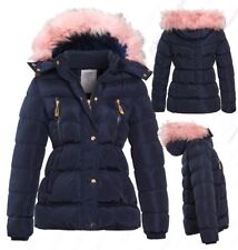 Girls Fleece Lined Padded Parka Coat Faux Fur Jacket Age 3 4 7 8 9 10 11 12 13