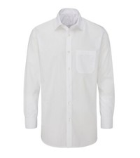 Mens Solid White Slim Fit Smart Shirt Long Sleeve Formal Office Casual