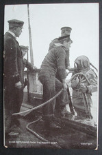 Old Royal Navy real photo style P/C NAVAL DIVER DEEP SEA DIVE RETURN TO SHIP