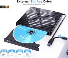 USB3.0 External Blu-ray Optical Drive for Laptop PC Windows 11/10 Mac Portable 3