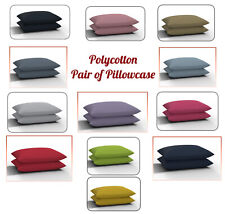 Pair of Pillowcases Housewife Polycotton Pair Pack Bedroom Pillow Covers 74x48cm