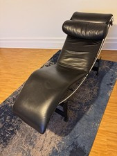 Le Corbusier LC4 Style Chaise Longue Black Leather good condition