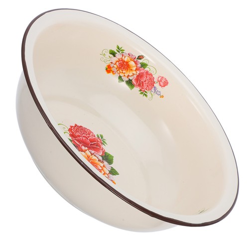 Beige vintage enamel bowl - beige,