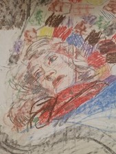 Robert Lenkiewicz Original Coloured Drawing – Unframed