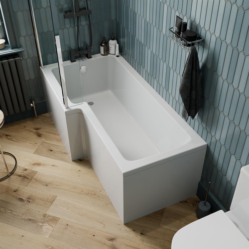 1500mm shaped shower - shaped, bath