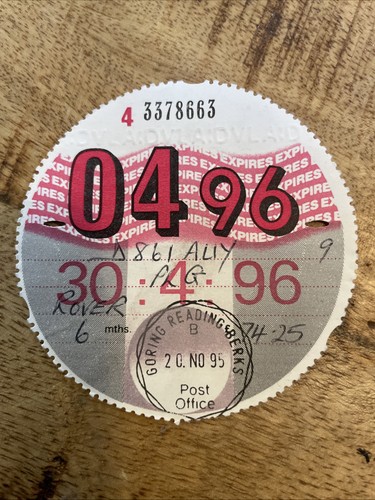 Old vintage tax disc - old,