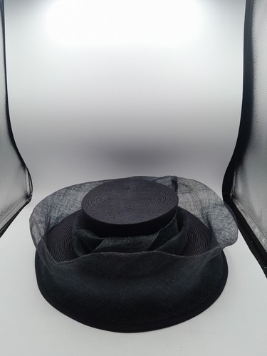 Black sinamay wide brim boater - black,