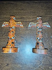 resin totem poles set of 2 7 inch and 6.5 inch very good condition