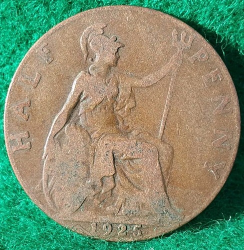 1925 george half penny coin - v,