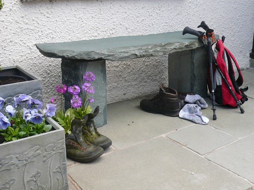 Rustic slate benches - rustic,