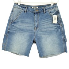 VIGOSS Women's Carpenter Denim Jean Shorts Size 30 Raw Hem Stretch NWT