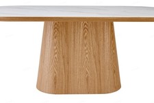 Bianca Oval Dining Table - Beech & White Sintered Stone 200cm