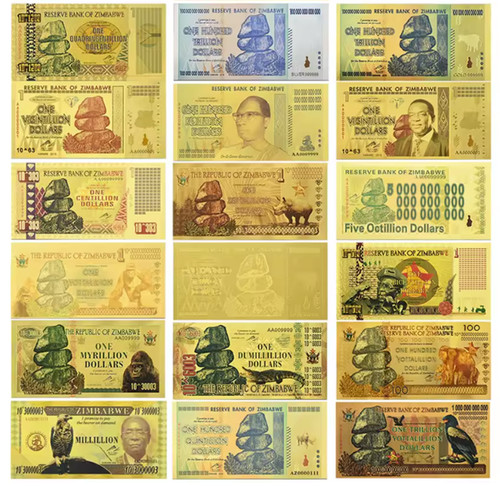 Zimbabwe dollars gold - gold, foil