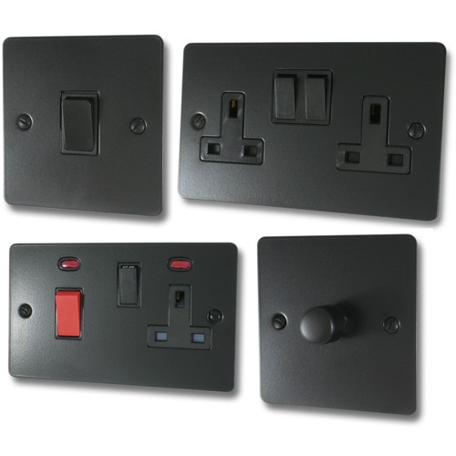 Flat matt black sockets - flat,