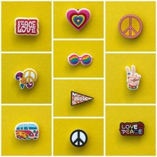 Shoe Studs/Shoe Charms/Button for Clogs Symbols/Peace/Heart/Hippie/Bus/Glasses