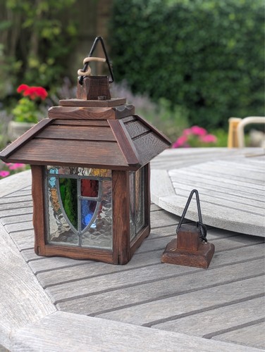 Vintage wooden lantern stained - vintage,