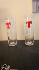 Tennent’s lager Rare Christmas Snowflake Design Pint Glass x2 set. M18 CE stamp