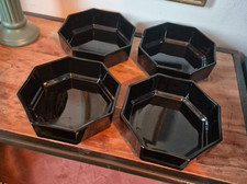 Vintage ARCOROC Octagon Black Glass Bowls  - Octime - Set of 4