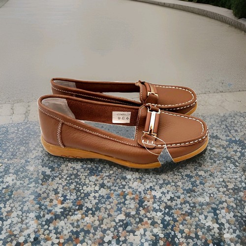 Ladies coolers leather flats - leather,