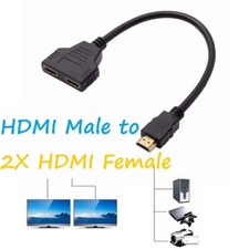 HDMI Male To Dual Twin HDMI Female 1 to 2 Way Splitter Adapter Cable For HD TV