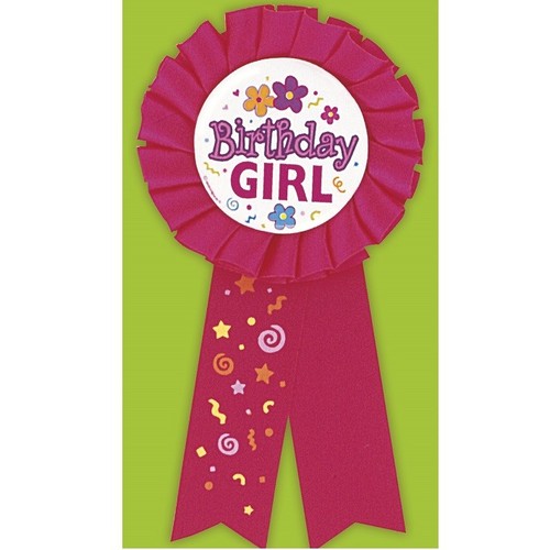 Pink birthday girl rosette - pink,