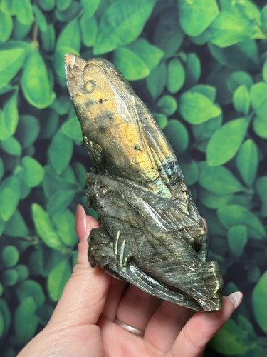 Labradorite dolphin carving - labradorite,