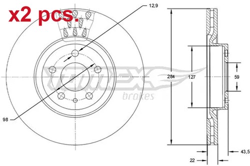 Pcs front brake disc rotos - x2,