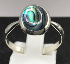 Abalone oval ring, solid Sterling Silver, UK size Q 1/2, paua shell. New.