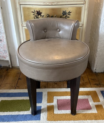 Grey leather vanity - grey, chair