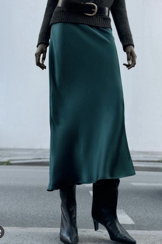 Zara satin midi skirt - , duck